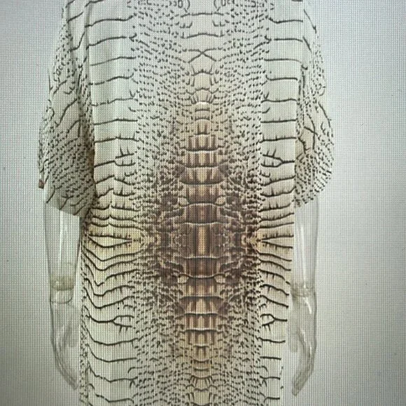 Women's Bathing Suit Coverup, Beige Chiffon, XL Extra Large - Picture 3 of 4